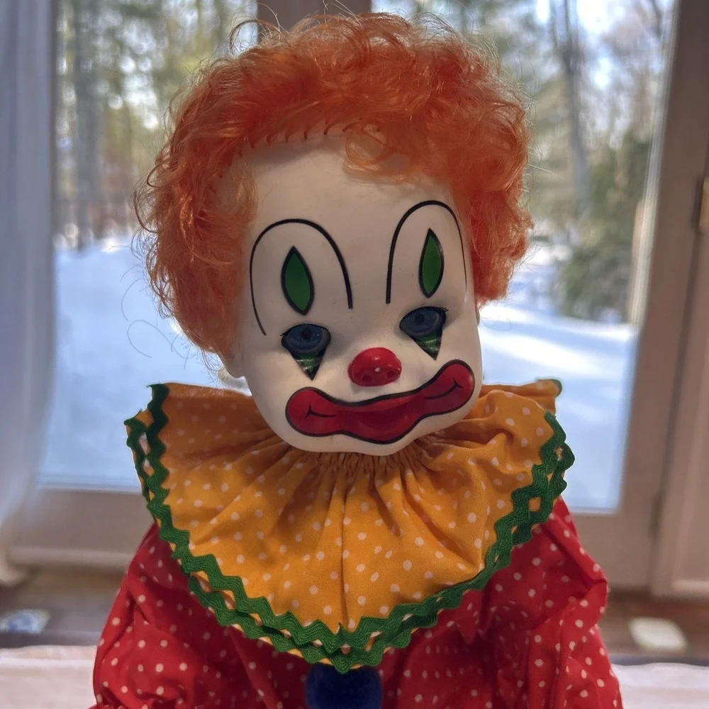 Gatabox Rare Clown Face Baby Doll Soft Body Red Hair 1981